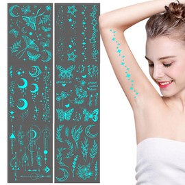 Glow in The Dark Body Sticker | Body Art Neck Clavicle Glow Star Sticker,Fluorescent Arm Decoration Waterproof Music Party Supplies for Holidays Birthday Themed Events