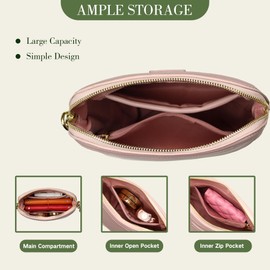 Arkefi Zip Crossbody Bag for Women, Vegan Leather Phone Purse Shoulder Handbag with Adjustable Strap for Travel/Daily Use