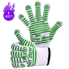 Ove Glove Extreme Heat Resistant Oven Gloves - EN407 Certified 932F - Oven Mitt Cooking Gloves for BBQ, Grilling, Baking,Cutting, Welding, Smoker Fireplace Ove Gloves Original 2 Pack(Green)