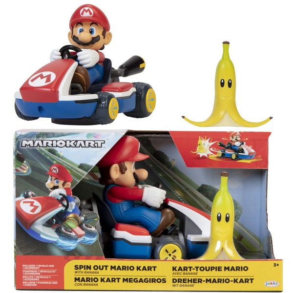 SUPER MARIO Spin Out 2.5" Mariokart - Mario Racer Vehicle , Yellow