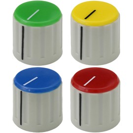 4 Pack Mixed Colour 6mm Round Hole Rotary Control Knobs Grey Body Audio/Guitar/Mixer Knob