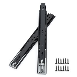 Soft Close Drawer Slides 16 Inch, Full Extension Ball Bearing Heavy Duty Drawer Slides Side Mount for Cabinet (6 Pairs, Black)