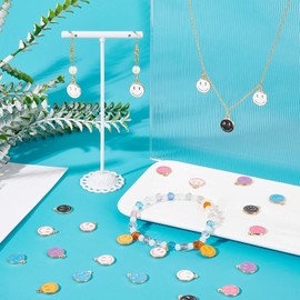 [SUPERFINDINGS] Enamel Charm Pendant Flat Round Alloy Pendant Charm Pendant Light Gold Enamel Charm Pendant DIY Keychain Bracelet for Jewelry Making, Alloy + Enamel, No Gemstone