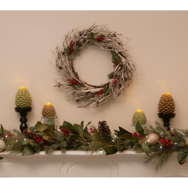QVC Luminara Set of (2) Pinecone Flameless Figural Candles -