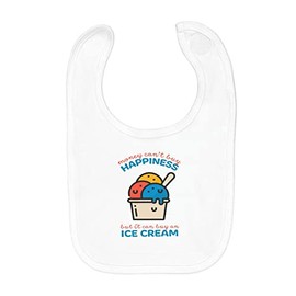 Fabulous Baby Bib Organic Cotton Ice Cream - Money Can't Buy Happiness Sun Summer Ice Cream, White