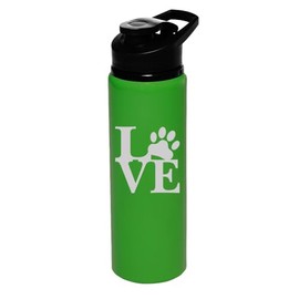 25 oz Water Bottle Sports Travel Mug Gift Love Paw Print (Forest Green)