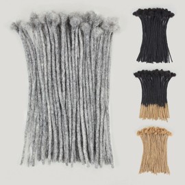 Sangtok 12 inch 40 Strands Loc Extensions Human Hair, Real 0.6cm Width Human Hair Dreads Extensions for Man/Women Full Handmade Dreadlocks Can be Dyed(Salt and Pepper)