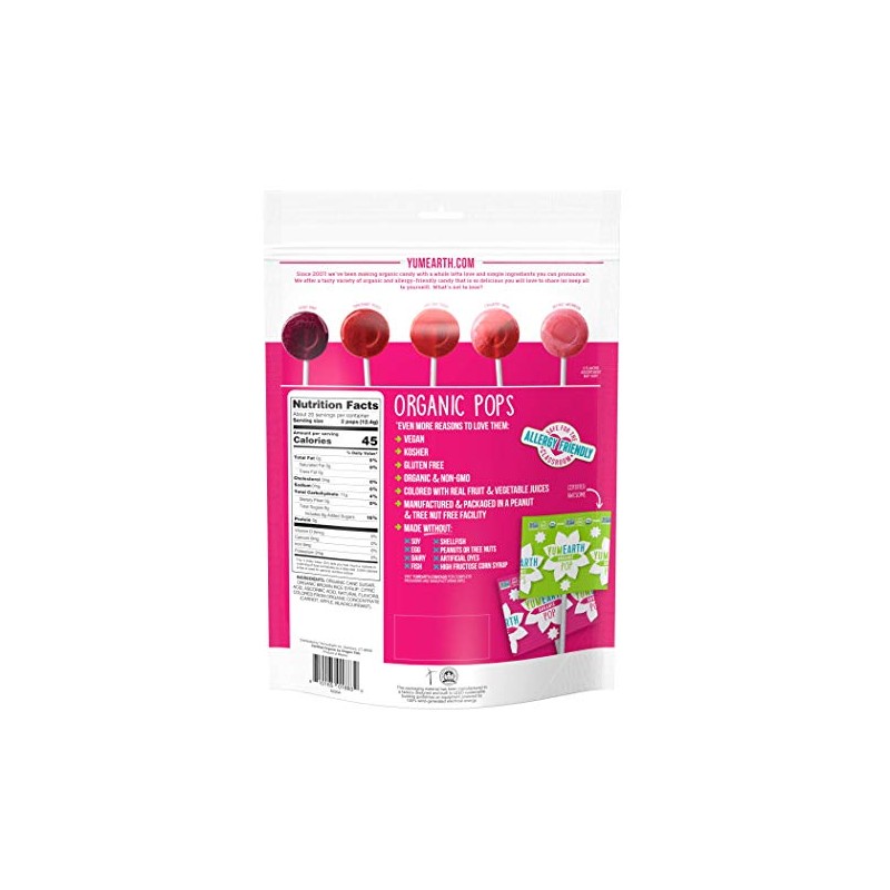 YumEarth Organic Spring Lollipops, Fruit Flavored Pops, 40 Count -