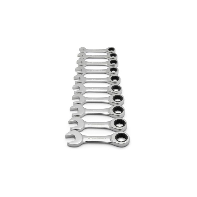 GEARWRENCH 10Pz Juego de Llaves Cortas Combinadas con Matraca MET