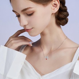 VENACOLY Phoenix Necklace Sterling Silver Carnelian Pendant Necklace Phoenix Jewelry for Women Girls