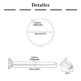 QWALIT Clear Plastic Earrings for Sports, Work, Sensitive Ears - Invisible Hoop Earring Retainer for Surgery