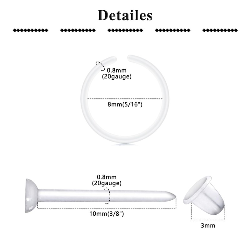 QWALIT Clear Plastic Earrings for Sports, Work, Sensitive Ears -