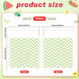 Gersoniel 200 Pcs Green Cellophane Treat Bags 4 x 4 in Self Sealing Cookie Bags Striped Polka Dot Candy Gift Goodie Snack Bag for Birthday Wedding Fall Thanksgiving Christmas Party Supplies