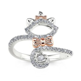 Jeulia Pear Cut Cute Cat Wrap Ring: Sterling Silver Rhinestones Animal Ring Band for Women Girls Lovely Cat Tail Wedding Anniversary Christmas Birthday Jewelry with Gift Box, Sterling Silver, jeulia stone
