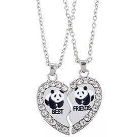 FLATAC 2 pcs/set Panda shaped Pendant Necklaces BFF Best Friends Forever Gift