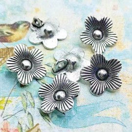 unbrand 10 pieces - Antique Silver Flowers Tibetan Silver Charms Pendants Dangle W337