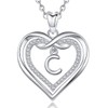Vito Sterling Silver Initial Pendant Necklaces for Women, Cubic Zirconia