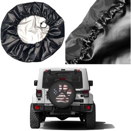 Dujiea American Flag Dog Paw Spare Tire Cover, Universal Wheel Tire Cover Waterproof Dust-Proof Tire Protectors for Jeep Trailer Rv Van SUV Truck Camper and Many Vehicle 14 15 16 17 Inch