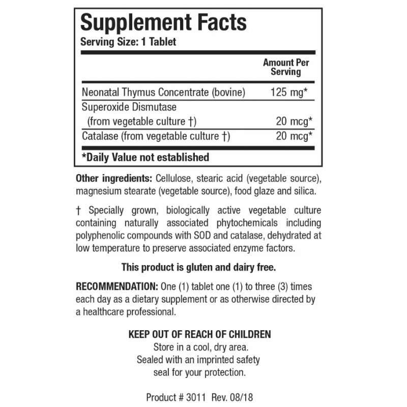 BIOTICS Cytozyme-THY 60's Neonatal Thymus Concentrate Immune Support 05/25
