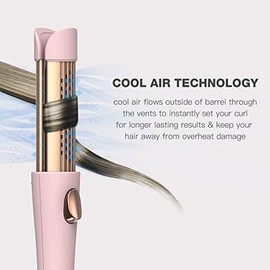 MIRACOMB Cool Air Rizador de titanio 2 en 1, alisador de pelo de 1 pulgada para rizos sueltos y estilos rectos, máximo 430 F, apagado automático,