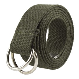 Gelante Canvas Web D Ring Belt Silver Buckle Military Style for men & women 1 or 3 pcs 2052-Olive (L/XL)