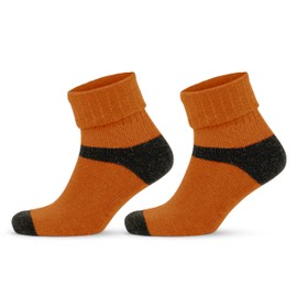 GoWith 2 Pairs Alpaca Wool Socks for Men and Women, Thermal Warm Crew Merino Socks, Unisex Heated Winter Boot Socks, Small Orange Brown M: 2056