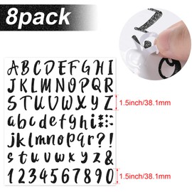 Outus 576 Pieces 8 Sheets Letters Stickers Self Adhesive Vinyl Letter Alphabet Number Stickers Mailbox Numbers Sticker, Decals for Classroom Decor, Sign, Door(Glitter Black,1.5 Inch)