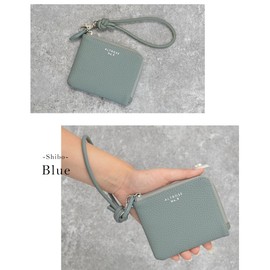 Alto Rose L-Shaped Zip Compact Wallet, Thin Mini Wallet, Coin Purse, Coin Case, Unisex, blue