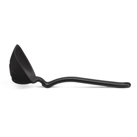 Dreamfarm Fladle Fold-Flat, Space-Saving Serving & Cooking Ladle Measures up to 1/2 Cup with Silicone Scraping Squeegee-Tip - 12" Black