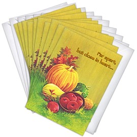 Wright Home & Gift Pumpkin & Gourd Harvest Vintage Retro Thanksgiving Greeting Cards | 20 Pack Bulk Set + 20 Envelopes (5x7)