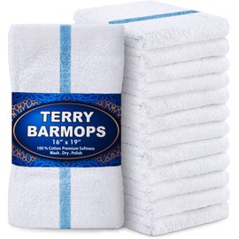 GREEN LIFESTYLE Blue Stripe - Trapeadores de barra de cocina de rizo de 28 onzas, 16 x 19 pulgadas, altamente absorbentes, ultraligeros y duraderos, paquete de 12