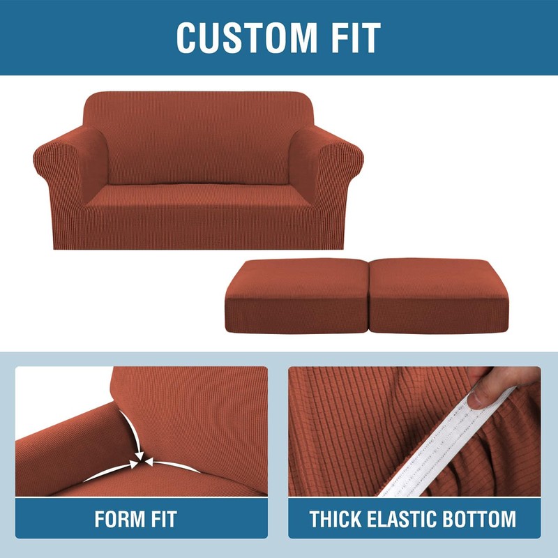 H.VERSAILTEX 3 Piece Stretch Sofa Covers for 2 Cushion Loveseat
