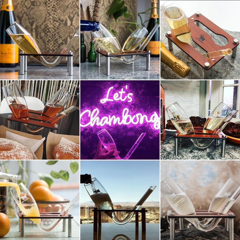 Chambong Holder for Easy Refills - Premium Wood Stand Holds