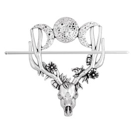 HAQUIL Gothic Buffalo Moon Witchy Hairpin Triple Moon Wicca Hair Accessories, Moon Hair Stick Thin Long Hair Clip, Jewelry for Men Women