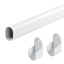 Oval Closet Rod for Hanging Clothes Adjustable Closet Rods 18 to 75 Inch Heavy Duty White Poles Bar Closet Rod Expandable for Wardrobes Laundry RV