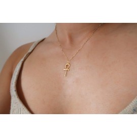 VACRONA Cross Pendant Necklace for Women, 14K Gold Plated Dainty Crucifix Ankh Pendant Necklace for Jewelry Gift