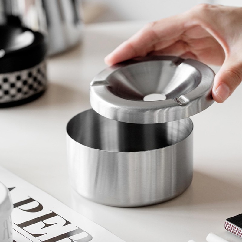 Hanlongyu Smokeless Ashtray for Outside Patio Waterproof, Stainless Steel Metal