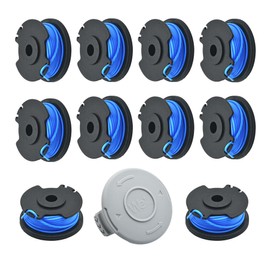WETOOLPLUS AC14RL3A 0.065" Replacement String Trimmer Spool Line & AC14HCA Cap Cover Compatible with Ryobi 18V 24V and 40V Cordless Trimmers (10+1 Pack)