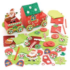 Baker Ross FE920 Santa's Train Craft Kits - Pack of 2, Christmas Crafts for Kids, Make Your Own Xmas Decorations, Creative Arts and Crafts Project for Children