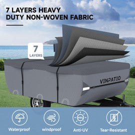 VINPATIO VINPATIO Pop Up Camper Cover, Folding Camper Tent Trailer Cover Fits 14'-16' Trailers, Waterproof & Anti-UV Pop-up Camper Cover with Windproof Straps
