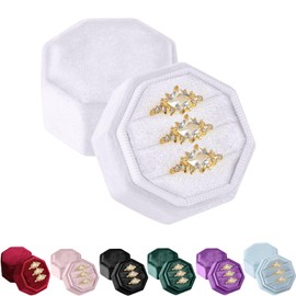 JYCMMFC Ring Box, 3 Slots Jewelry Ring Gift Box Octagon Velvet Ring Case Box Organize Ring Holder Box for Proposal, Engagement, Wedding, Ceremony Gift for Christmas Thanksgiving Valentine's Day