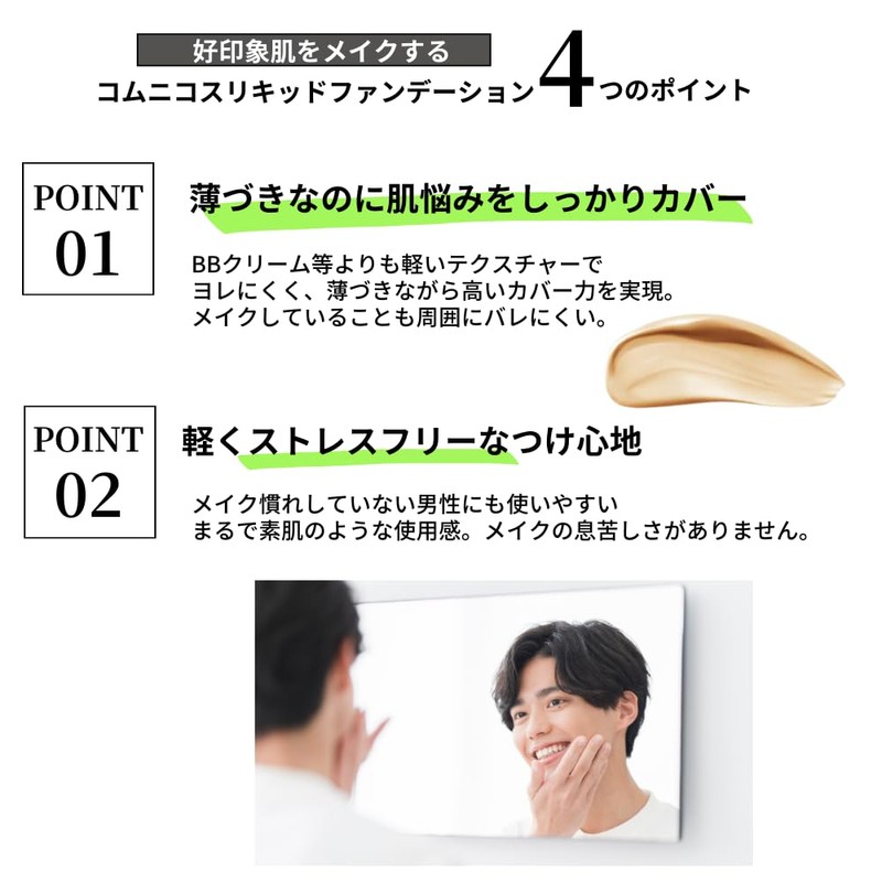 Comnikos Liquid Foundation SPF 30/PA++ High Coverage, Crumble Resistant, Good
