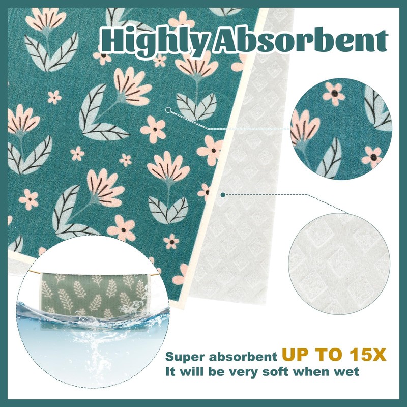 ktxaby 6 Pack Swedish Dishcloths Super Absorbent Washable Swedish Dish