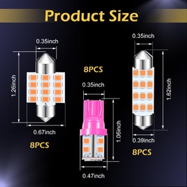 Damwot 24PCS Car LED Bulb, Car LED Lights Combination Bulb Kit, Used for Car Map Indoor Dome Trunk License Lights, Car Lights Interior Replacement Accessories (Purple)