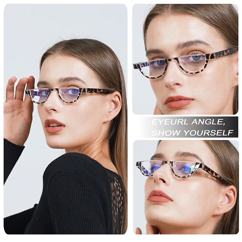 EYEURL Half Frame Reading Glasses for Women-4 Pack Blue Light