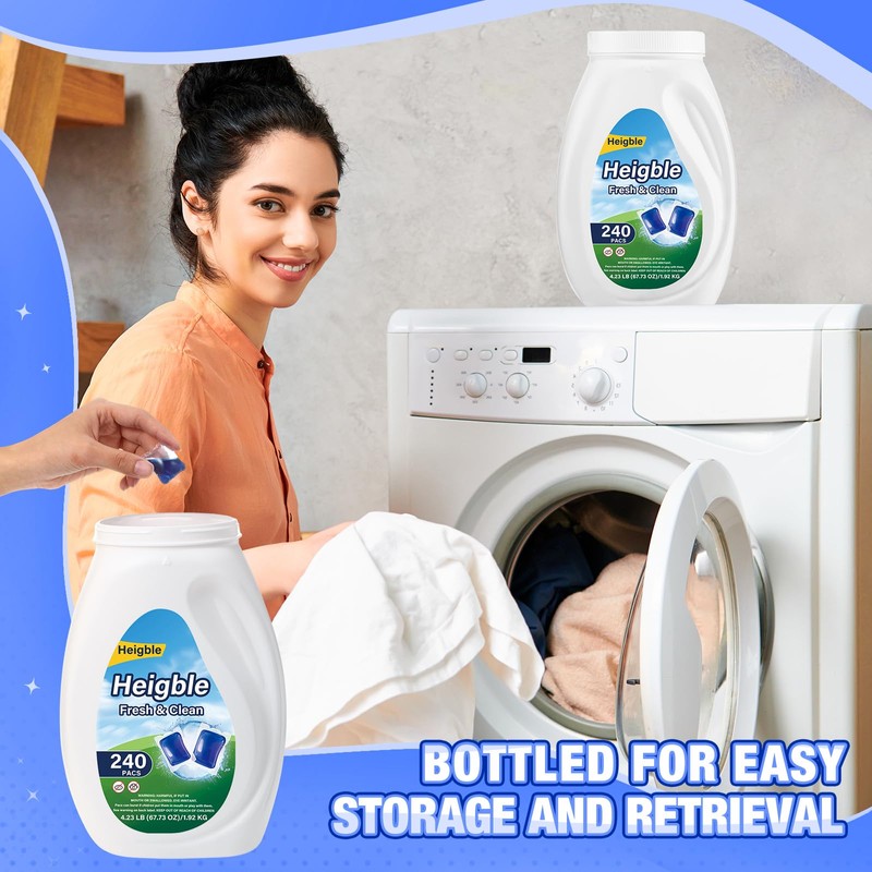 Heigble 240 Count Laundry Detergent Pods Bulk Laundry Detergent Soap