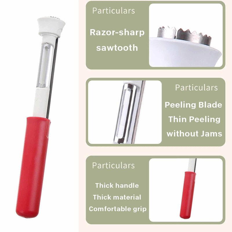 2-in-1 Stainless Steel Apple Corer and Peeler, Red, Plastic Handle,