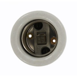 Leviton 10065 Medium Base, One-Piece, Keyless, Incandescent, Glazed Porcelain Lampholder, Pipe Mount, Single Circuit, White