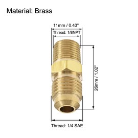 TA-VIGOR Brass Pipe Fitting, 1/4 SAE Flare to 1/8 NPT Male Thread Tube Fitting, Tubing Adapter Hose Connector for Air Conditioner Refrigeration