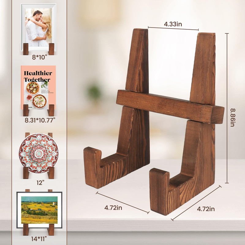 DEBETOOL Wooden Plate Stand - 8.8inch Wood Plate Holder Stand